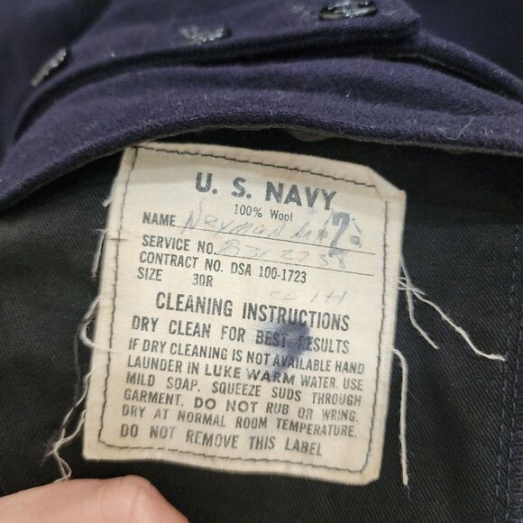 WWII Navy Sailor Pants 29x28 Seafarer Vintage Blue Wool Cracker Jack Button - Picture 10 of 11